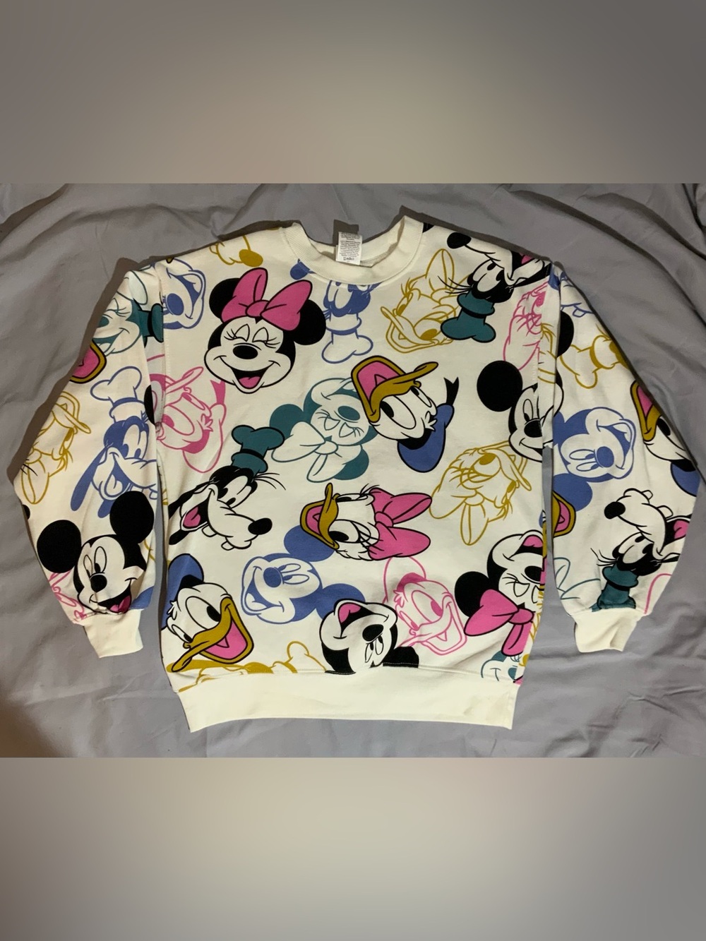 Disney Character Print White Crewneck Sweater - Women XS (0-2)